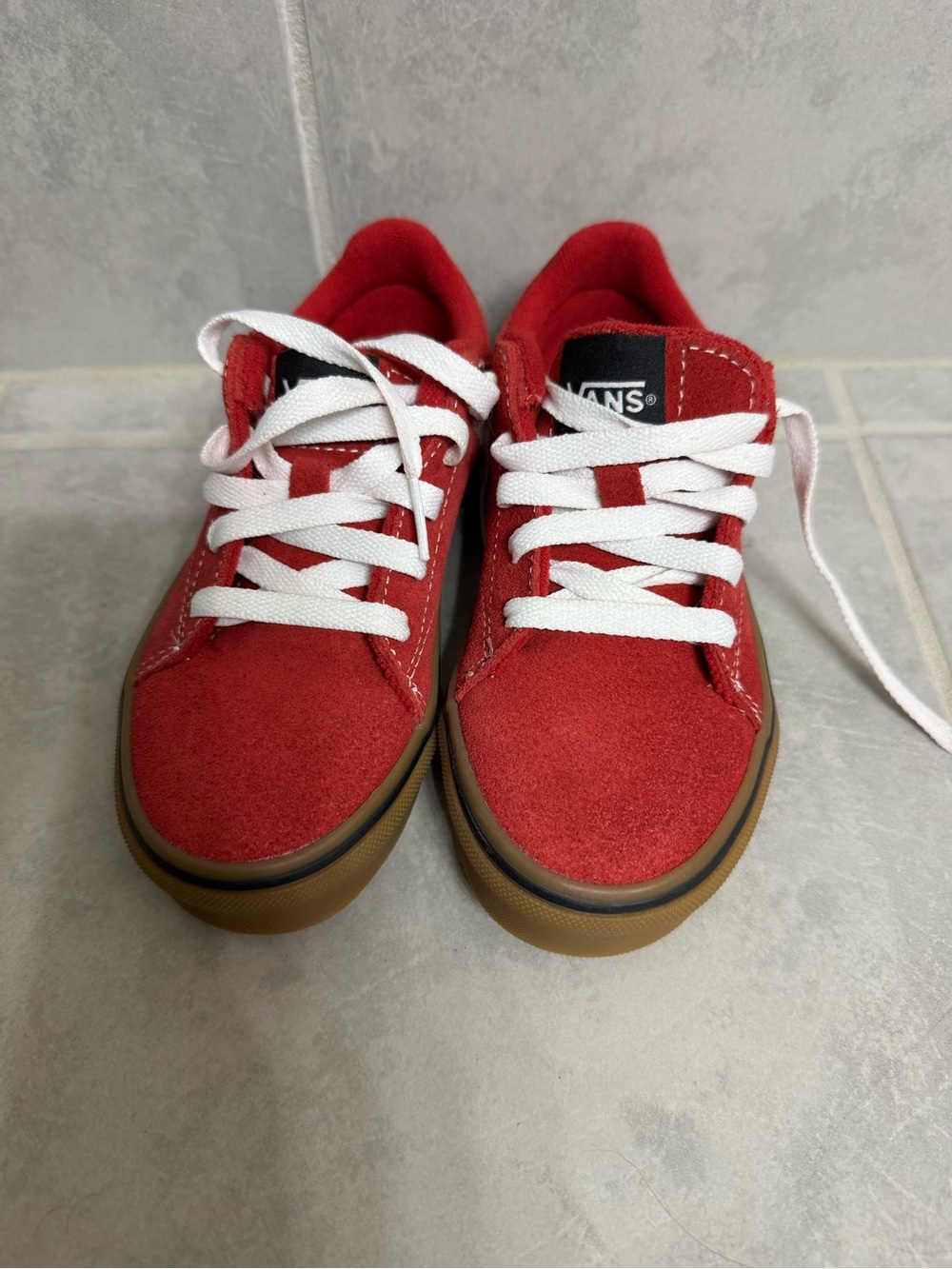 Vans Red Suede Sneakers with Gum Soles